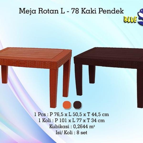 Meja Rattan MRB L78 - Meja Plastik Tinggi Blueshark