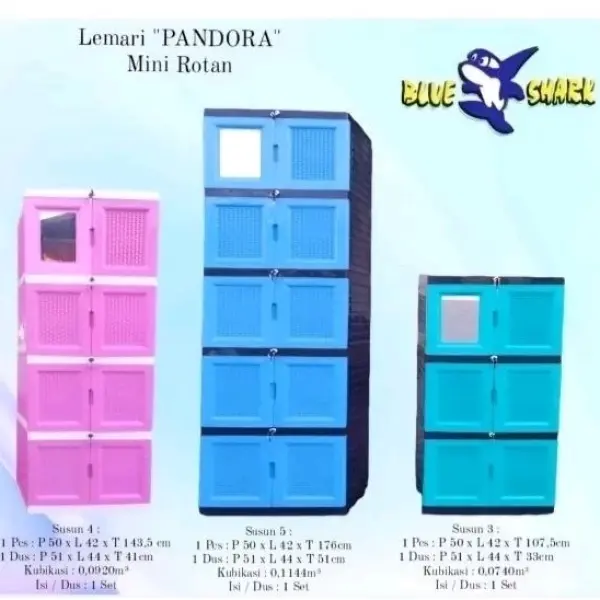 Lemari Mini / Tinggi Pandora 22 - Lemari Pakaian Plastik Tinggi Blueshark